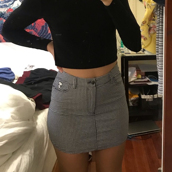 Pull&Bear Navy Alien Checkered Skirt - Picture 3 of 4